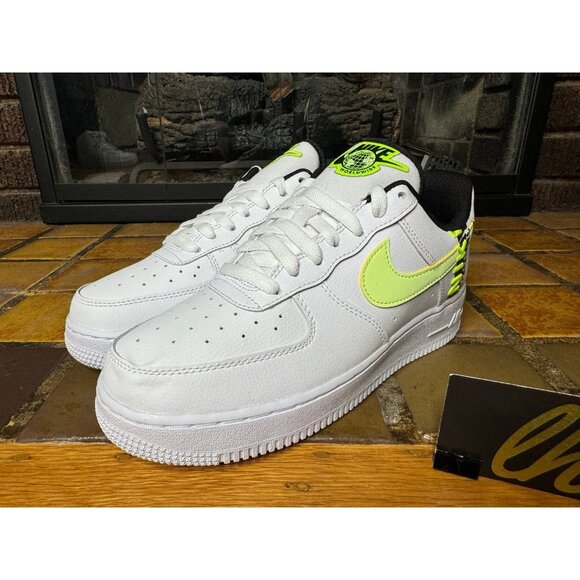 Women’s 7.5 Nike Air Force 1 ‘07 LV8 Worldwide Pack Volt Low Sneakers CK6924-101 - Picture 4 of 9